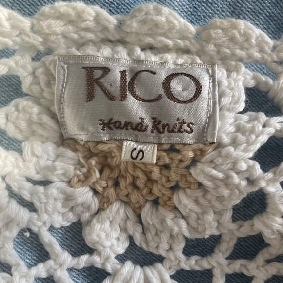 Handmade Crochet Top Small Granny Square Sheer Vintage Grandma Cottagecore Fairy - Picture 11 of 12